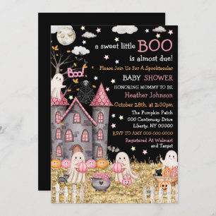 Invitation Pastel Halloween Petit Boo Baby shower fille