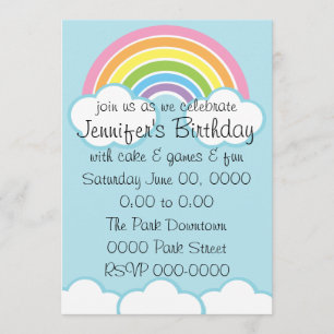 Invitation Pastel Happy Little Rainbow