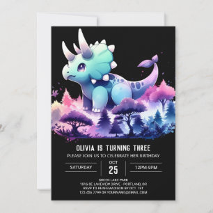 Invitation Pastel Happy Triceratops Anniversaire