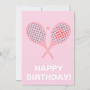 Invitation Pastel Heart Joueur de tennis Raquettes Ball Anniv