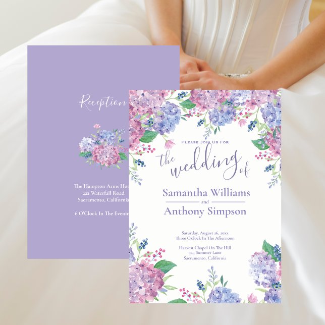 Invitation Pastel Hydrangeas Floral Mariage (Pastel Hydrangeas Floral Wedding Invitation)