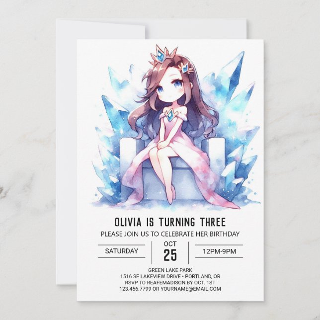 Invitation Pastel Imaginaire Princesse Anniversaire (Devant)