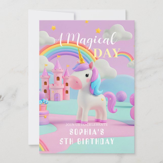 Invitation Pastel Imaginaire Unicorn Anniversaire (Devant)