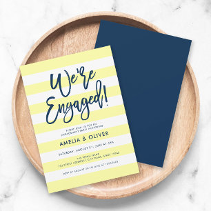Invitation Pastel Jaune Bleu Grandes Bleues Partie d'engageme