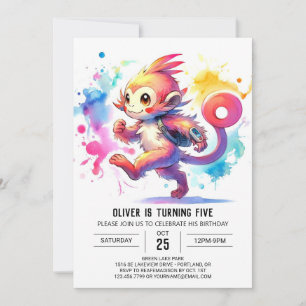 Invitation Pastel Joyful Monkey Anniversaire