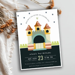Invitation Pastel Jumping Castle Jump & Play Anniversaire de