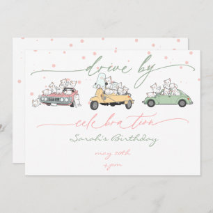 Invitation Pastel Kawaii Chats Surprise Parade de célébration