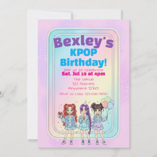 Invitation Pastel KPOP Girls Birthday Celebration