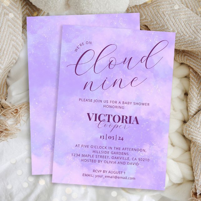 Invitation Pastel Lilac Cloud Neuf Baby shower (Créateur téléchargé)