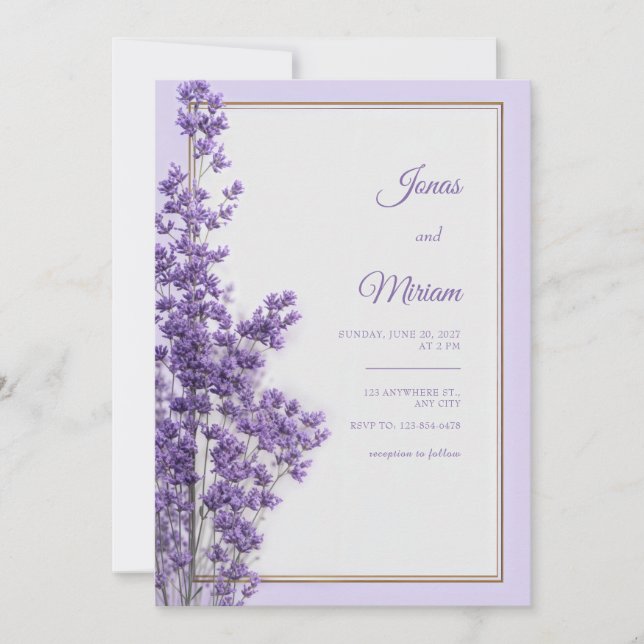 Invitation Pastel Lilac Romantic Gold Lavender Frame (Devant)