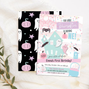 Invitation Pastel Little Pumpkin Premier Anniversaire Hallowe
