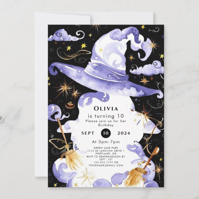 Invitation Pastel Magic Amusement Wizard Anniversaire (Devant)