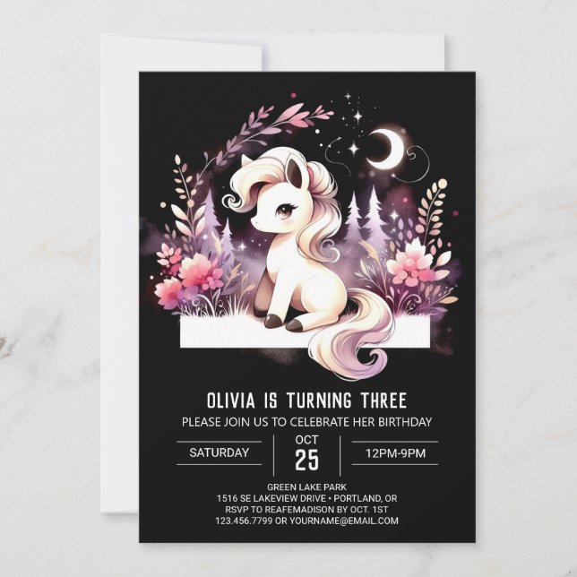 Invitation Pastel Magic Horse Anniversaire (Devant)