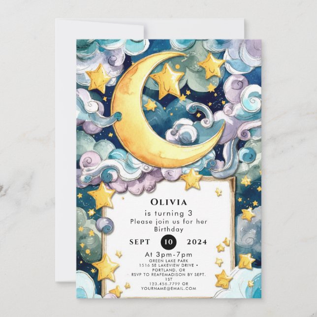 Invitation Pastel Magic Moon Anniversaire (Devant)