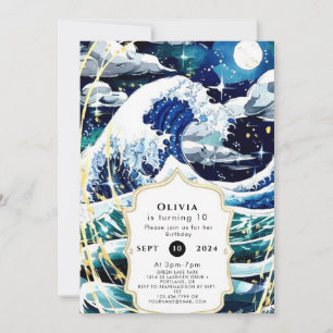 Invitation Pastel Magique Amusement Ocean Waves Anniversaire