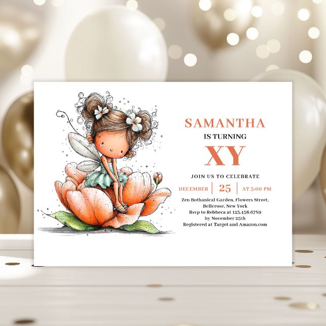 Invitation Pastel Magique pour le 1er Anniversaire (Fairy Girl 1st Birthday Magical Pastel invitation)