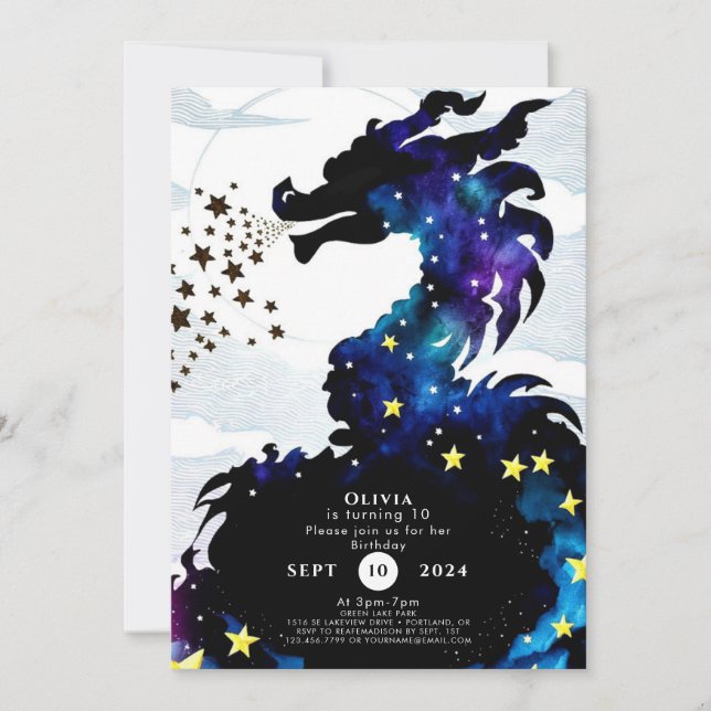 Invitation Pastel Majestic Dragon Anniversaire (Devant)