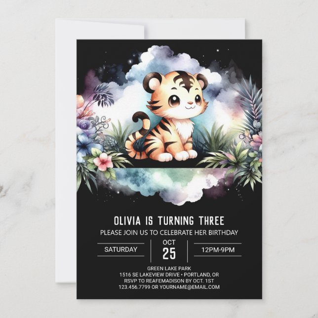 Invitation Pastel Majestic Tiger Anniversaire (Devant)