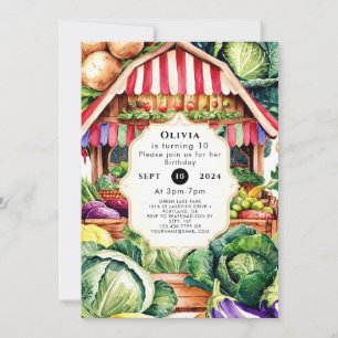 Invitation Pastel Marché Agricole Cultivé Localement Annivers