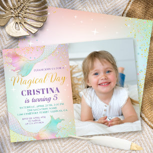 Invitation Pastel Mermaid Sous La Mer Photo Anniversaire
