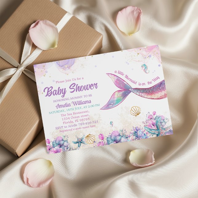 Invitation Pastel Mermaid Undersea Baby Girl (Créateur téléchargé)