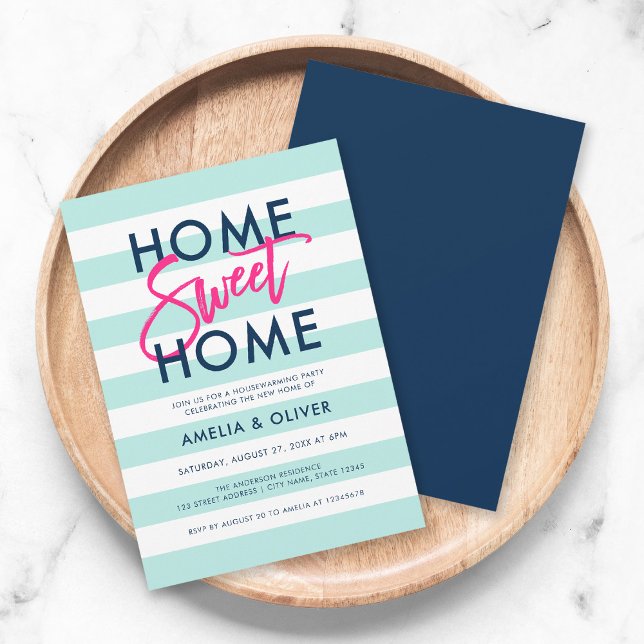 Invitation Pastel Mint & White Blue House Party (Créateur téléchargé)