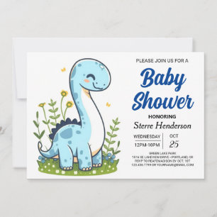Invitation Pastel Modern en ligne Dinosaur Baby shower garçon