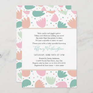Invitation Pastel Modern Floral petite fille saupoudrée