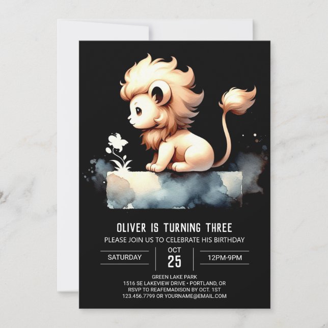 Invitation Pastel Modern Lion Anniversaire (Devant)