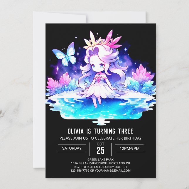 Invitation Pastel Modern Princess Anniversaire (Devant)