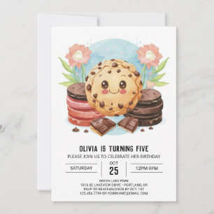 Invitation Pastel Moderne Aquarelle Cookies Anniversaire