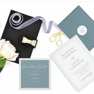 Invitation Pastel Moderne Minimaliste Mariage bleu ardoise