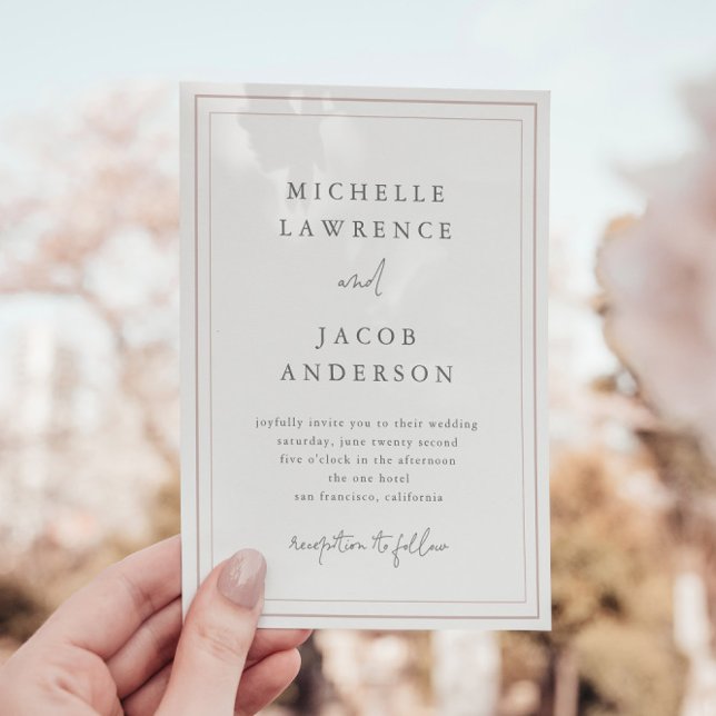 Invitation Pastel Moderne Minimaliste Mariage Blush (Créateur téléchargé)
