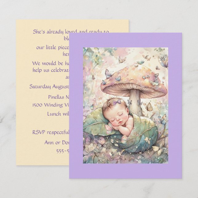 Invitation Pastel Nature Baby Shower Digital Download Invite  (Devant / Derrière)