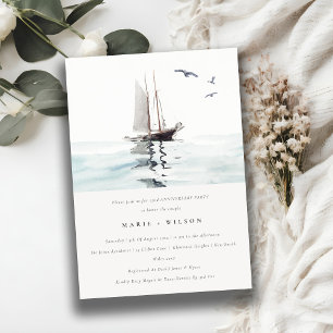 Invitation Pastel Nautical voilier Yacht Chaque année Anniver