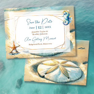 Invitation Pastel Ocean Sand dollar mariage Enregistrer la da