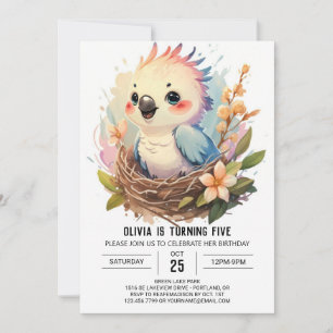 Invitation Pastel Online Bird Bird Anniversaire