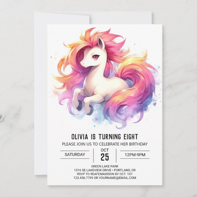 Invitation Pastel Online Horse Anniversaire (Devant)