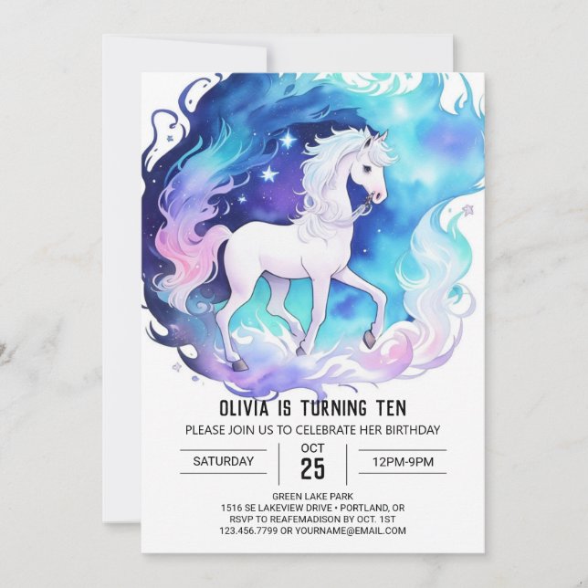Invitation Pastel Online Horse Anniversaire (Devant)