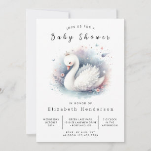 Invitation Pastel Online Swan Baby shower