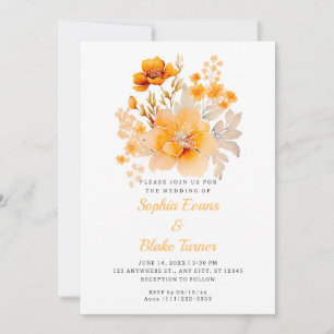 Invitation Pastel Orange Floral Bouquet Fall Orange Mariage