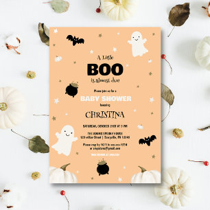 Invitation Pastel Orange Halloween Little Boo Baby shower