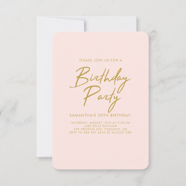 Invitation Pastel Peach Golden Anniversaire (Devant)