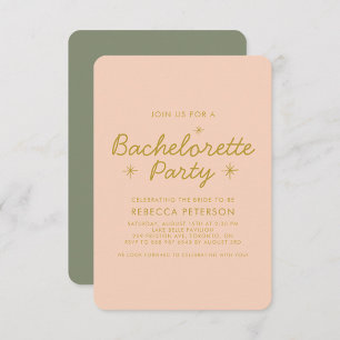Invitation Pastel Peach Golden Typography Bachelorette Party