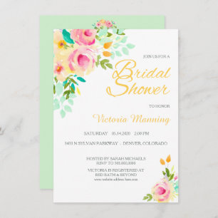 Invitation Pastel Peach Rose Roses Fête des mariées