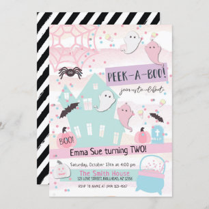 Invitation Pastel Peek-A-Boo fête d'Halloween 2e anniversaire