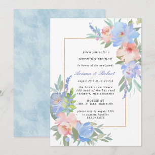 Invitation Pastel Pink Blue Floral Mariage Brunch