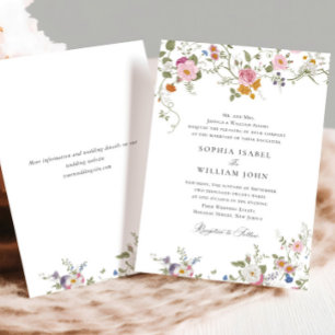 Invitation Pastel Pink Boho Floral Fleur sauvage Mariage