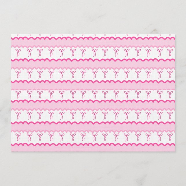 Invitation Pastel Pink Bow Seamless Pattern – Cute Aesthetic  (Devant)