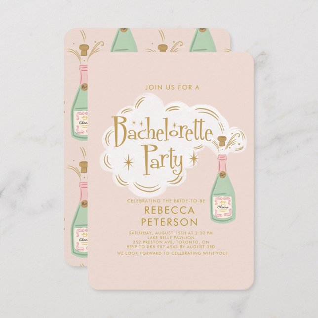 Invitation Pastel Pink Champagne Bachelorte (Créateur téléchargé)